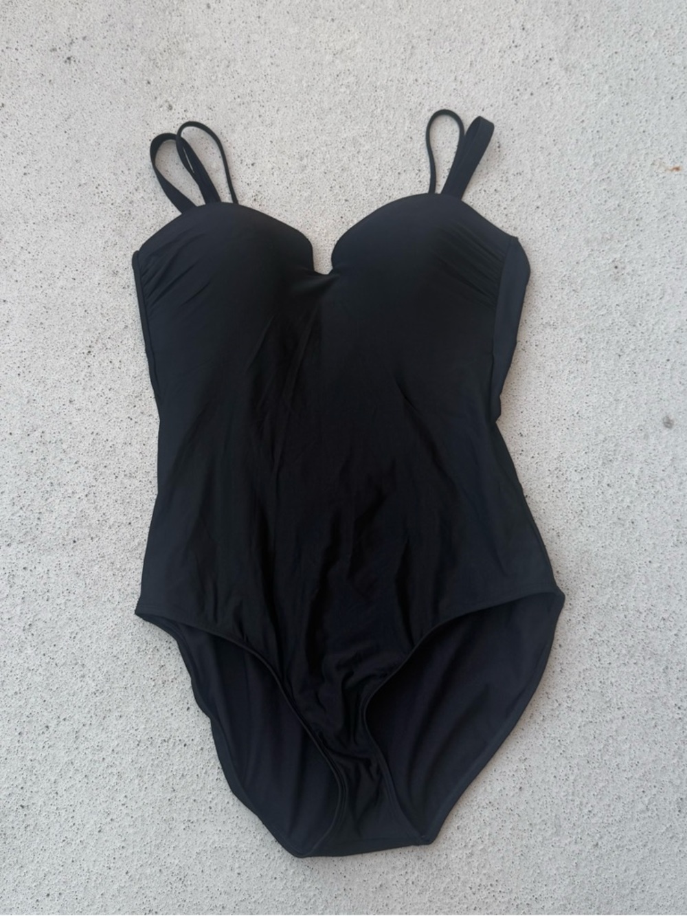 Athleta Women’s Aqualuxe Molded Square Plunge One Piece Swimsuit Black Size L